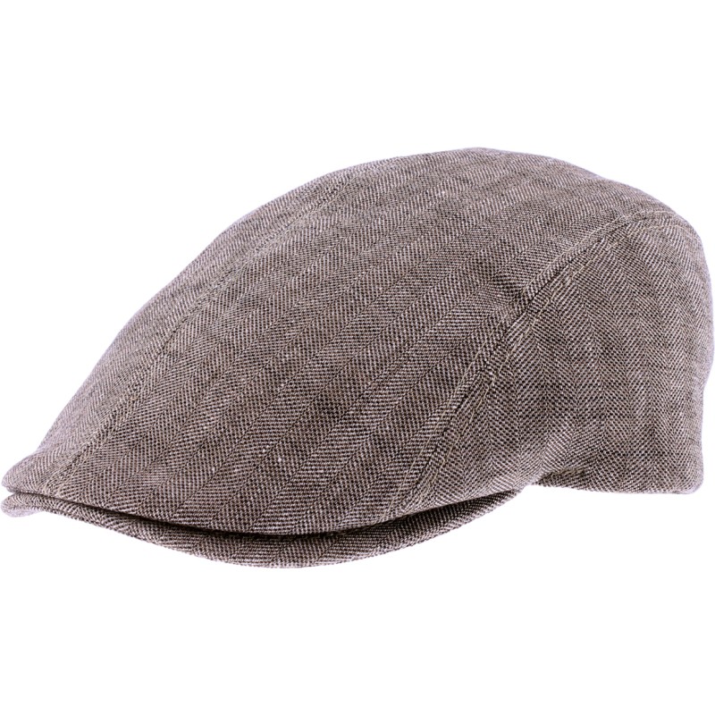 Flat cap in herringbone patterned fabric.