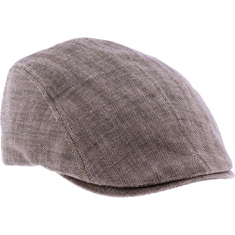 Flat cap in herringbone patterned fabric.