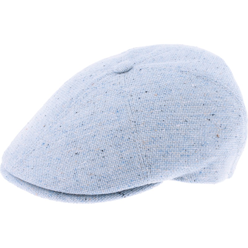 Plain flat cap with 6 panels and button.