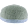 Two-tone flat cap.