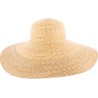 Women's hat with very wide straw brim, with interior drawstring.