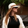 Women's Panama straw cap, with interior drawstring.