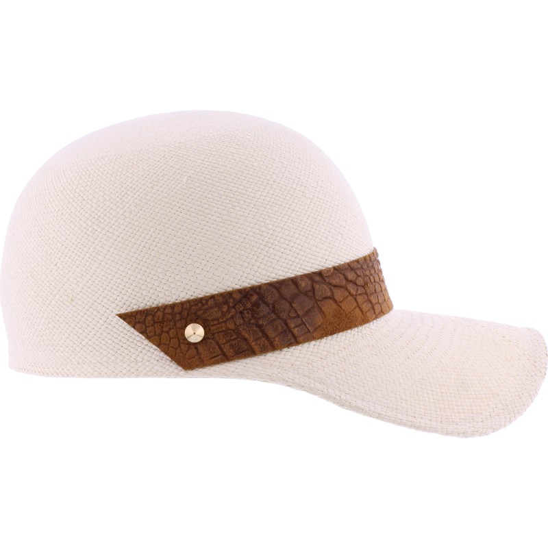 Women's Panama straw cap, with interior drawstring.