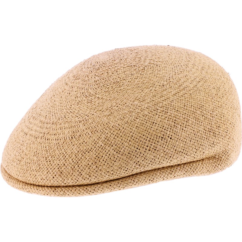 Flat cap in Panama straw, with interior drawstring.