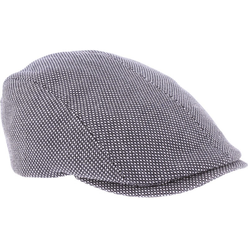 Flat cap in patterned fabric.