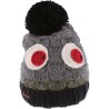 Bonnet enfant bicolore tête de monstre avec pompon doublé plush