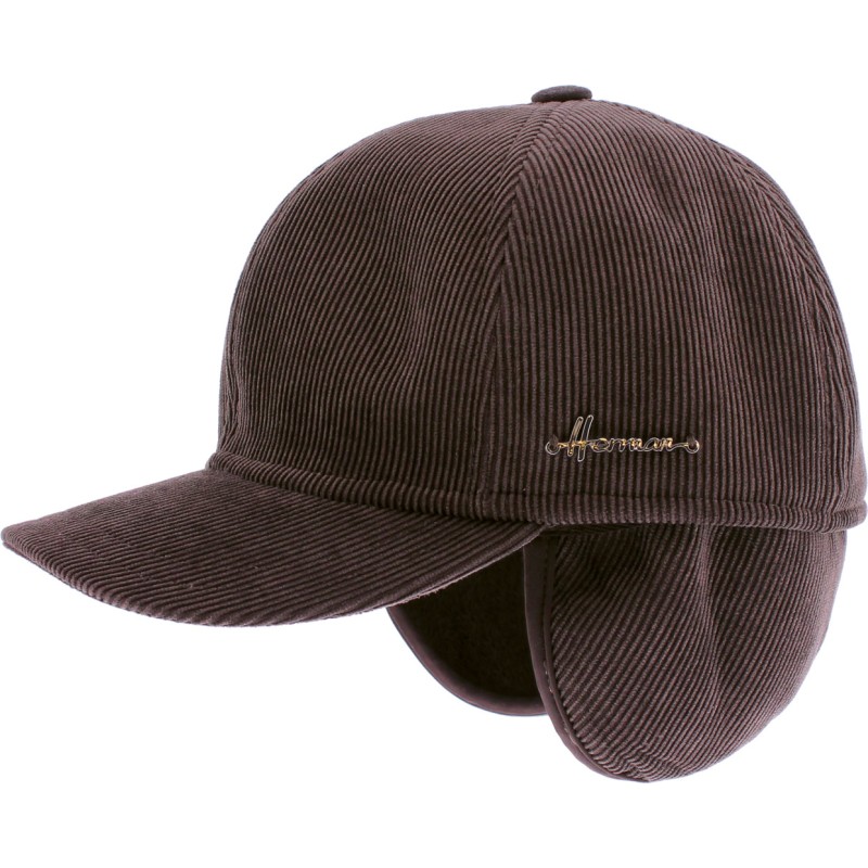 Casquette baseball en velours uni avec rabats oreilles et intérieur pl