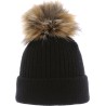 bonnet femme pompon fausse fourrure