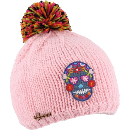 bonnet enfant pompon patch tete de mort