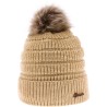 Women's plain hat with faux fur pompom lined plush