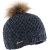 Knitted beanie with fake fur pompom