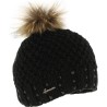 Knitted beanie with fake fur pompom