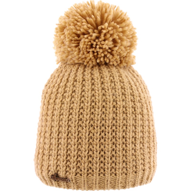 bonnet pompon beige