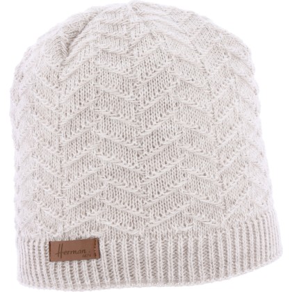 Adult hat with a fine chevron knit.