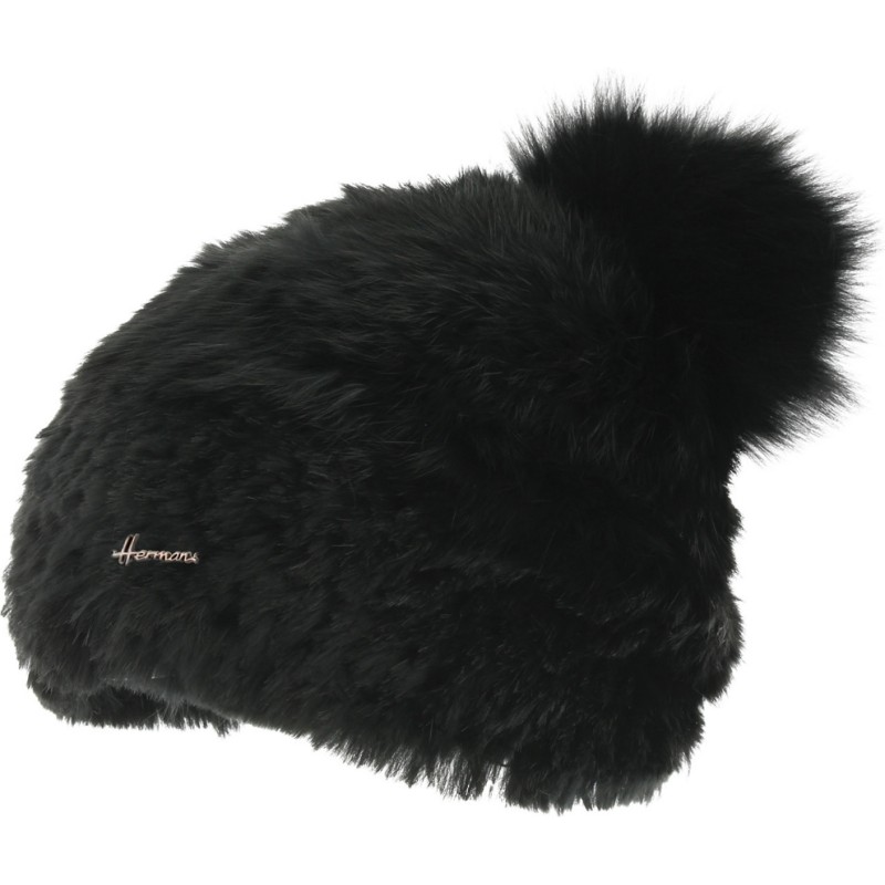 Bonnet femme pompon fausse fourrure