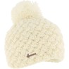 Plain cross-knit adult beanie with plush-lined pompom