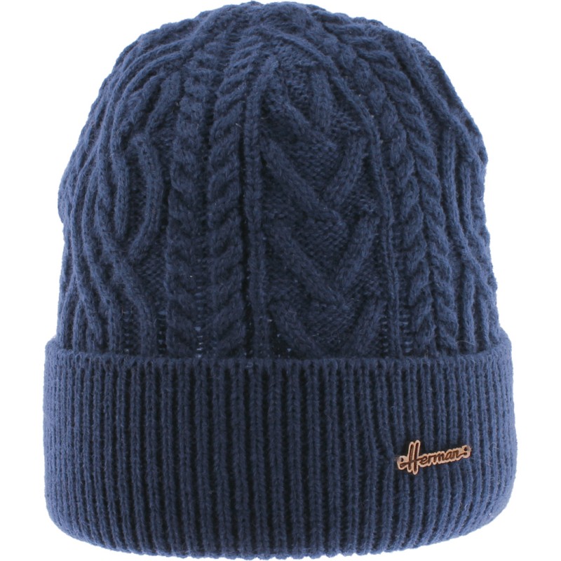 Men's plain twisted beanie with turn-up