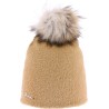 Very soft plain nylon hat with faux fur pompom