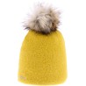 Very soft plain nylon hat with faux fur pompom