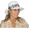 Paper braid floppy hat with pattern scarf